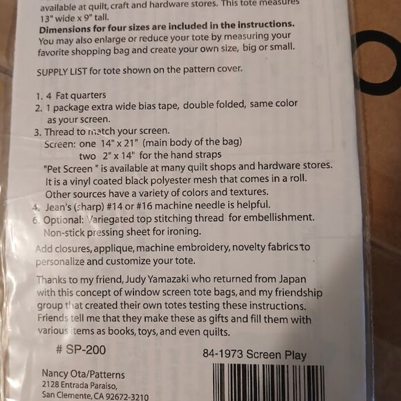 Sewing Patterns Nancy Ota Vanilla House Laptop Satchel Totes Purses Double handl - Picture 7 of 7